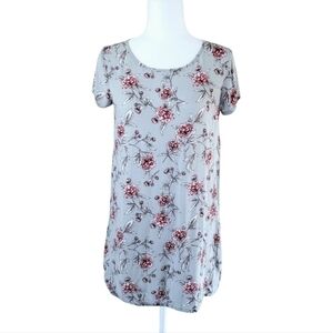 Forever 21 green/gray floral lightweight cap sleeve shift dress- size small